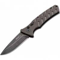 Автоматический складной нож Boker Plus Strike Coyote Spearpoint, сталь AUS-8 BlackWash™ Plain, рукоять анодированный алюминий, BK01BO424 купить в Воронеже