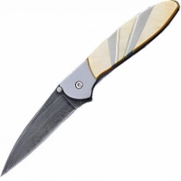 Полуавтоматический складной нож Santa Fe Kershaw Leek, дамасская сталь, рукоять сталь с накладкой из перламутра купить в Воронеже