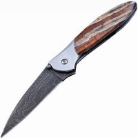 Полуавтоматический складной нож Santa Fe Kershaw Leek, дамасская сталь, рукоять сталь с накладкой из зуба мамонта купить в Воронеже