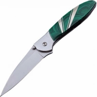 Полуавтоматический складной нож Santa Fe Kershaw Leek, сталь 14C28N, рукоять сталь с накладкой из малахита купить в Воронеже