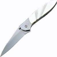 Полуавтоматический складной нож Santa Fe Kershaw Leek, сталь 14C28N, рукоять сталь с накладкой из перламутра купить в Воронеже