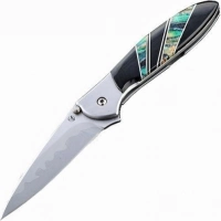 Полуавтоматический складной нож Santa Fe Kershaw Leek, сталь D2/14C28N, рукоять сталь с накладкой из зуба мамонта купить в Воронеже