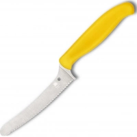 Универсальный кухонный нож Spyderco Z-Cut Serrated Offset Kitchen, сталь CTS™ — BD1 Alloy, рукоять желтый полипропилен купить в Воронеже